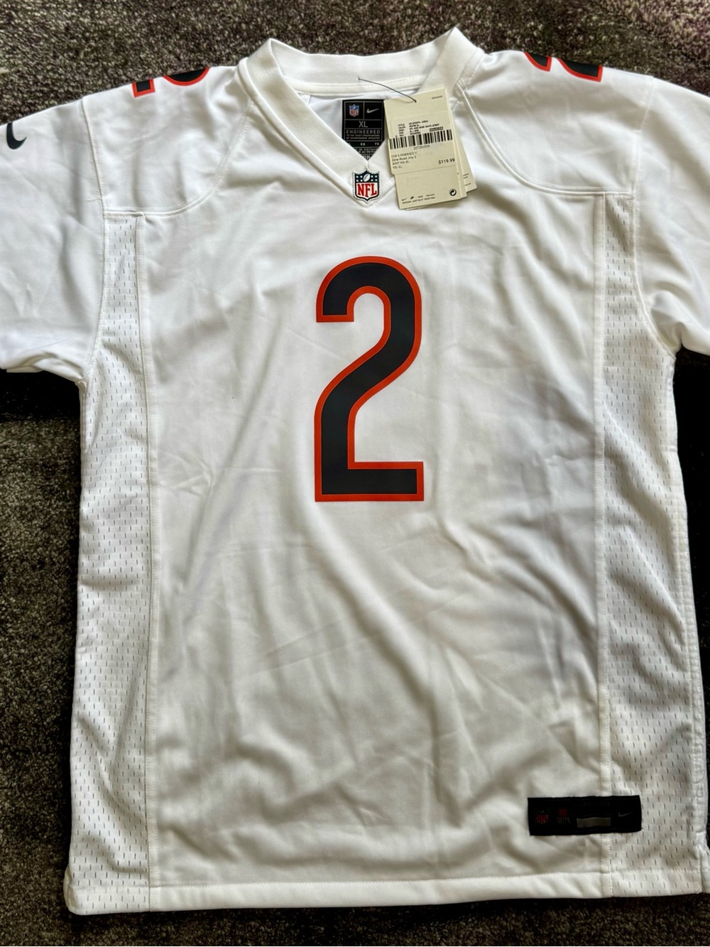 NWT Nike Chicago Bears DJ Moore #2 White Game Jersey Youth XL